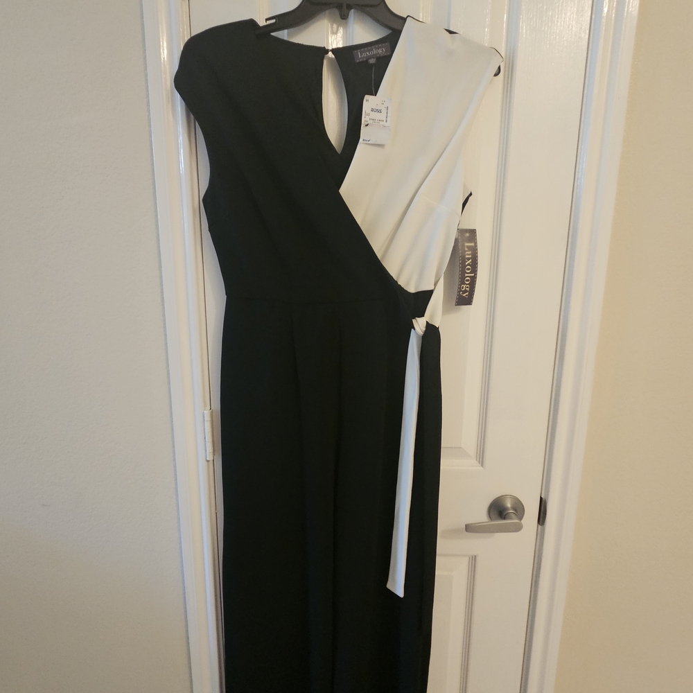 Luxology Asymmetrical Black and White Jumpsuit
